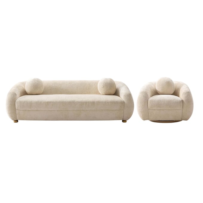 Manhattan Comfort Tribeca Cream 2pc 85.8 Inch Sofa with Accent Chair MHC-2-ACSF16-CR