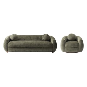 Manhattan Comfort Tribeca Olive Green 2pc Sofa with Accent Chair