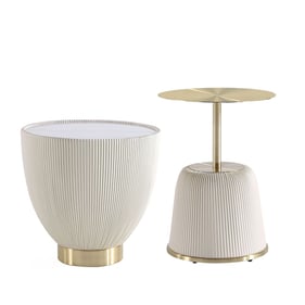 Manhattan Comfort Anderson Cream 2pc End Table Set