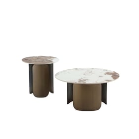 Manhattan Comfort Monica Gold 2pc Coffee and End Table Set