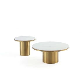 Manhattan Comfort Glenn Gold 2pc Coffee and End Table Set