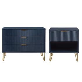 Manhattan Comfort DUMBO Midnight Blue 2pc Dresser and Nightstand 1.0