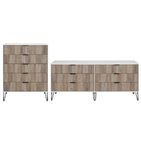 Manhattan Comfort DUMBO White and Grey 2pc Tall and Double Low Dresser