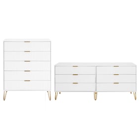 Manhattan Comfort DUMBO White 2pc Tall and Double Low Dresser