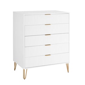 Manhattan Comfort DUMBO White 5-Drawer Tall Dresser