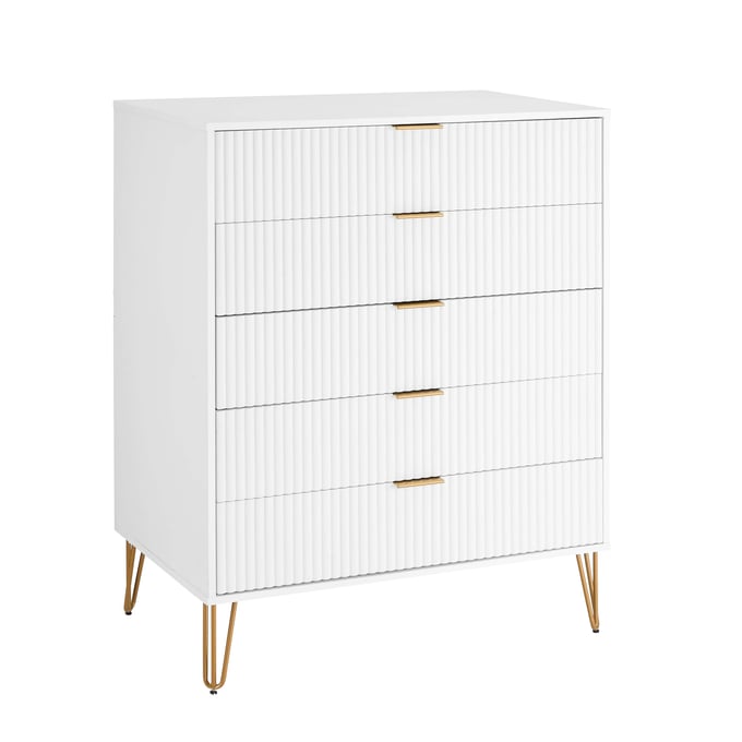 Manhattan Comfort DUMBO White 5-Drawer Tall Dresser MHC-DR002-WH