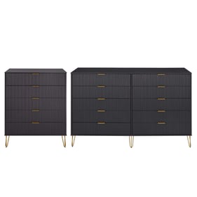 Manhattan Comfort DUMBO Black 2pc Drawer Dresser