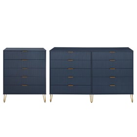 Manhattan Comfort DUMBO Midnight Blue 2pc Drawer Dresser