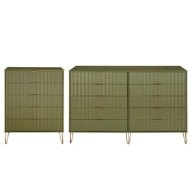 Manhattan Comfort DUMBO Olive Green 2pc Drawer Dresser