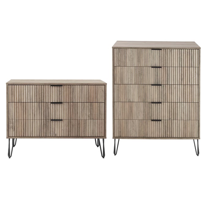 Manhattan Comfort DUMBO Rustic Grey 2pc Tall and Standard Dresser MHC-2-DB05-GY