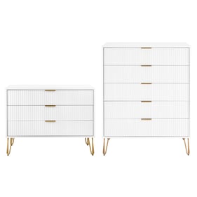 Manhattan Comfort DUMBO White 2pc Tall and Standard Dresser