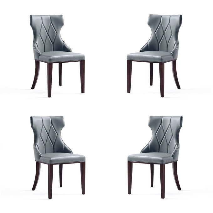 4 Manhattan Comfort Reine Pebble Grey Dining Chairs MHC-2-DC007-PE