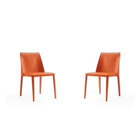 4 Manhattan Comfort Paris Coral Saddle Leather Dining Chairs