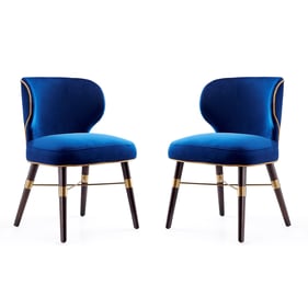 2 Manhattan Comfort Strine Blue Velvet Dining Chairs