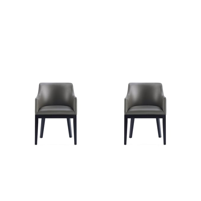 2 Manhattan Comfort Gansevoort Pebble Grey Dining Armchairs MHC-2-DC051AR-PE