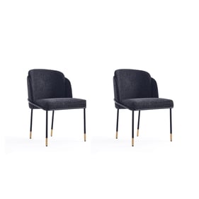 2 Manhattan Comfort Flor Black Dining Chairs