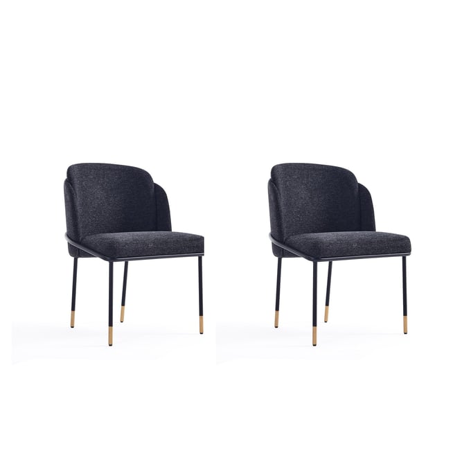 2 Manhattan Comfort Flor Black Dining Chairs MHC-2-DC052-BK