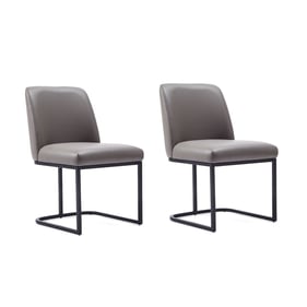 2 Manhattan Comfort Serena Grey Faux Leather Dining Chairs