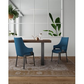 2 Manhattan Comfort Kara Blue Dining Arm Chairs