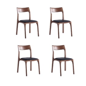 4 Manhattan Comfort Moderno Walnut Black Stackable Dining Chairs