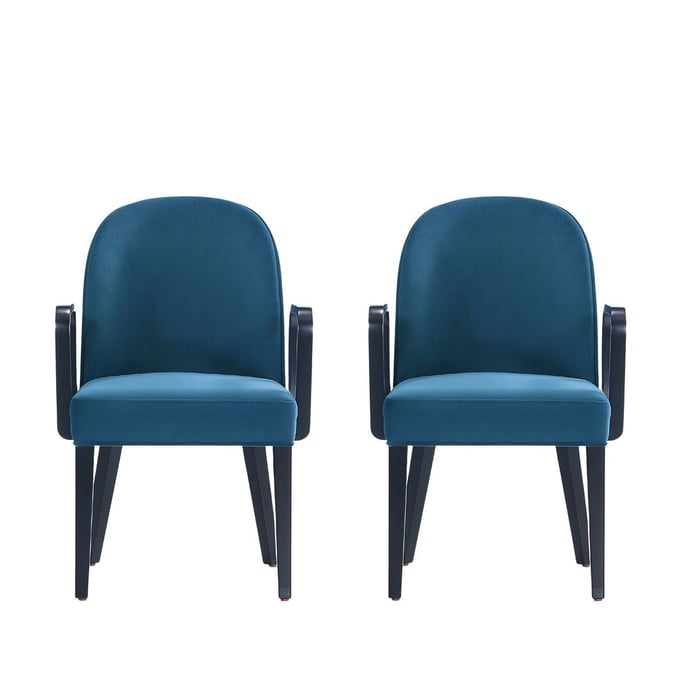 2 Manhattan Comfort Hillman Blue Dining Arm Chairs MHC-2-DC087AR-BL