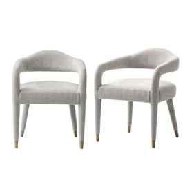 2 Manhattan Comfort Aspen Silver Tweed Dining Armchairs