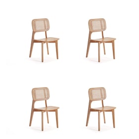 4 Manhattan Comfort Versailles Nature Cane Square Dining Chairs