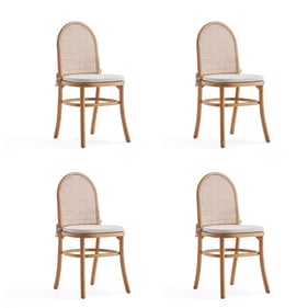 4 Manhattan Comfort Paragon 1.0 Nature Cane Cream Dining Chairs