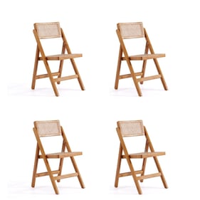 4 Manhattan Comfort Pullman Nature Cane Folding Dining Chairs