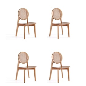 4 Manhattan Comfort Versailles Nature Cane Round Dining Chairs