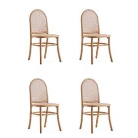 4 Manhattan Comfort Paragon 2.0 Nature Cane Dining Chairs