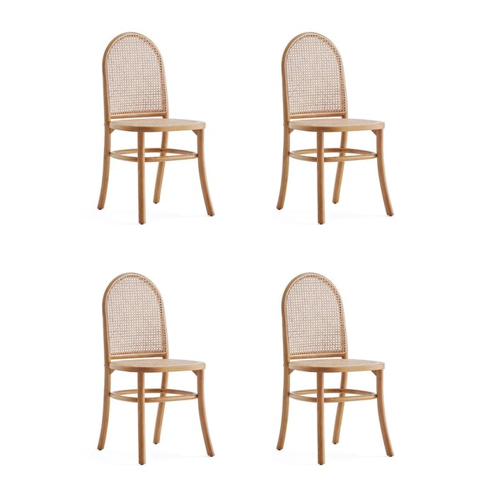 4 Manhattan Comfort Paragon 2.0 Nature Cane Dining Chairs MHC-2-DCCA12-NA