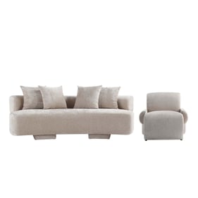 Manhattan Comfort Verandah Beige 2pc 90.6 Inch Sofa and Accent Chair