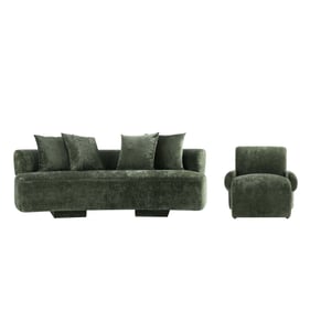 Manhattan Comfort Verandah Olive Green 2pc 90.6 Inch Sofa and Accent Chair