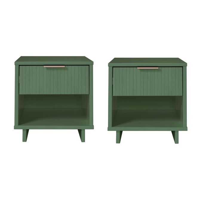 2 Manhattan Comfort Granville Sage Green Nightstands With 1 Drawer MHC-2-NS-5003