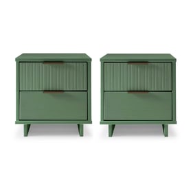 2 Manhattan Comfort Granville Sage Green Nightstands With 2 Drawer