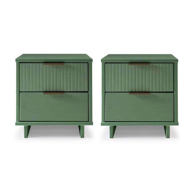 2 Manhattan Comfort Granville Sage Green Nightstands With 2 Drawer MHC-2-NS-5013