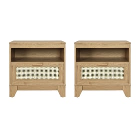 2 Manhattan Comfort Sheridan Nature Cane Nightstands