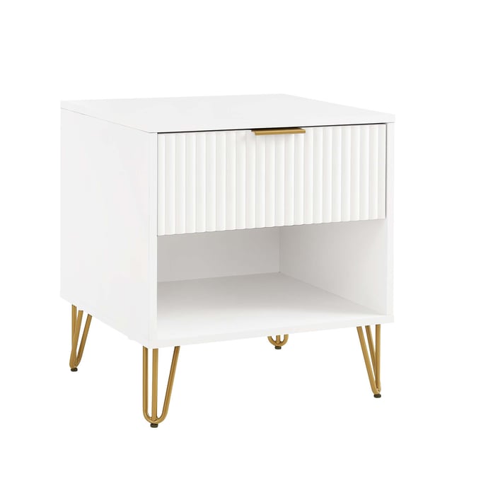 Manhattan Comfort DUMBO White 1.0 Nightstand with 1 Drawer MHC-NS001-WH