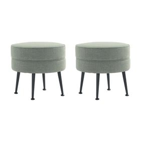 2 Manhattan Comfort Bailey Sage Green Upholstered Ottomans with Black Feet