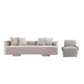 Manhattan Comfort Verandah Beige 2pc 112 Inch Sofa and Accent Chair