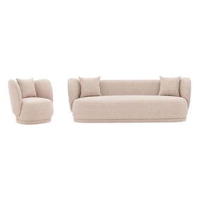 Manhattan Comfort Siri Wheat Sofa and Accent Chair Set with Pillows