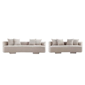 Manhattan Comfort Verandah Beige 2pc 112 Inch Sofa with 90.6 Inch Sofa