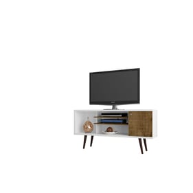 Manhattan Comfort Liberty White Rustic Brown 53.14 Inch TV Stand