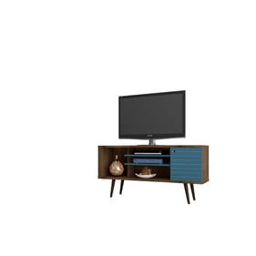 Manhattan Comfort Liberty Rustic Brown Aqua Blue 53.14 Inch TV Stand