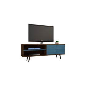 Manhattan Comfort Liberty Rustic Brown Aqua Blue 62.99 Inch TV Stand