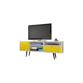 Manhattan Comfort Liberty White Yellow 70.86 Inch TV Stand