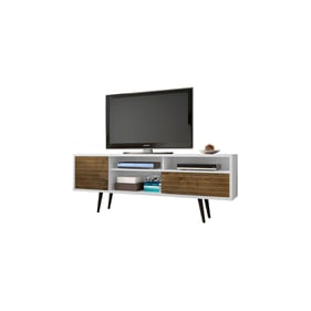 Manhattan Comfort Liberty White Rustic Brown 70.86 Inch TV Stand