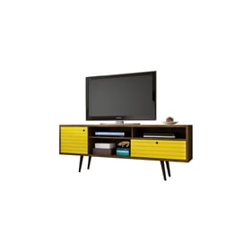 Manhattan Comfort Liberty Rustic Brown Yellow 70.86 Inch TV Stand