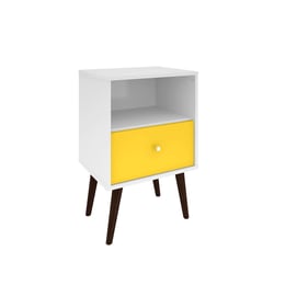 Manhattan Comfort Liberty White Yellow Night Stand 1.0